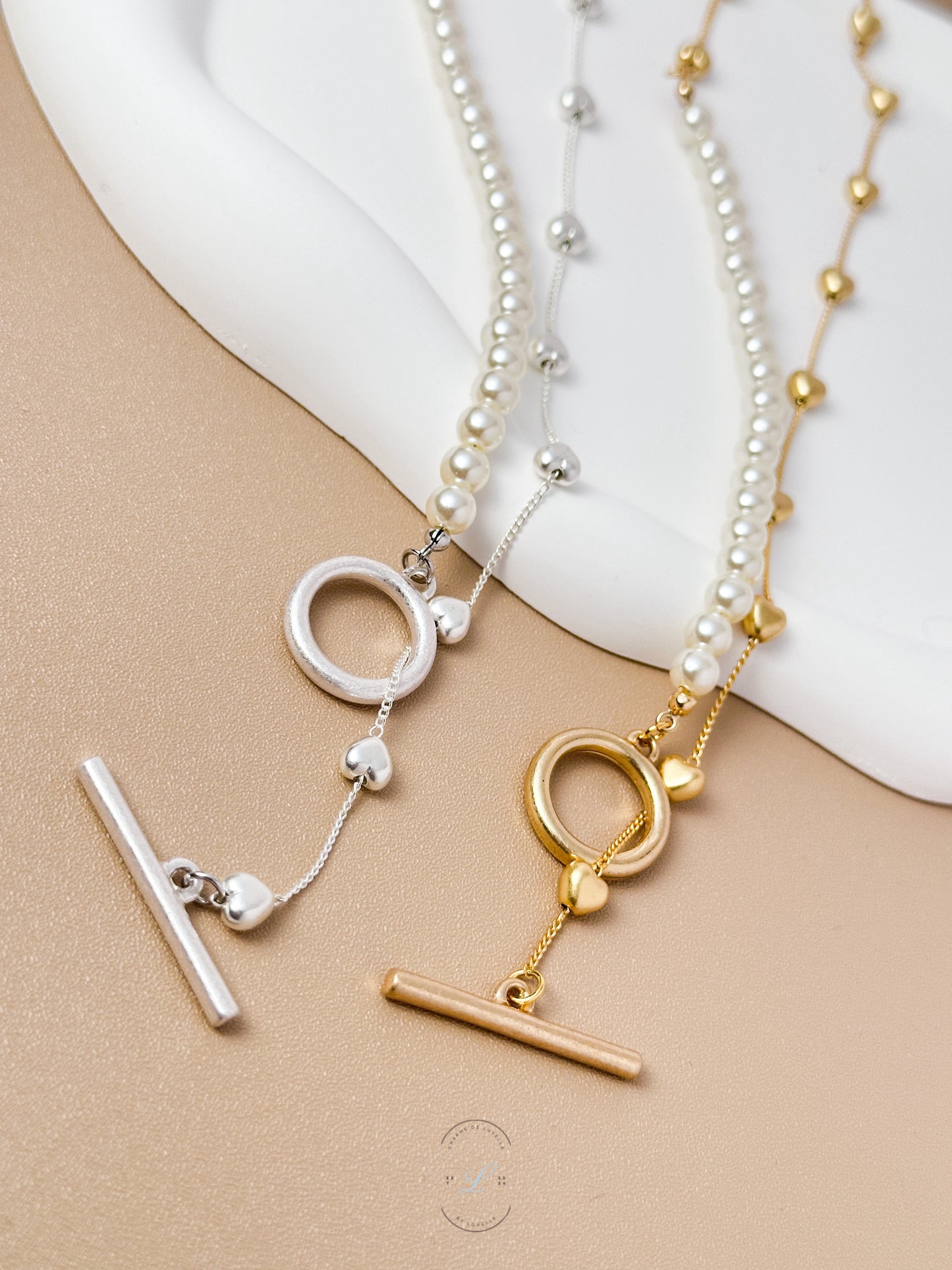 Heart & Pearl OT Buckle Necklace