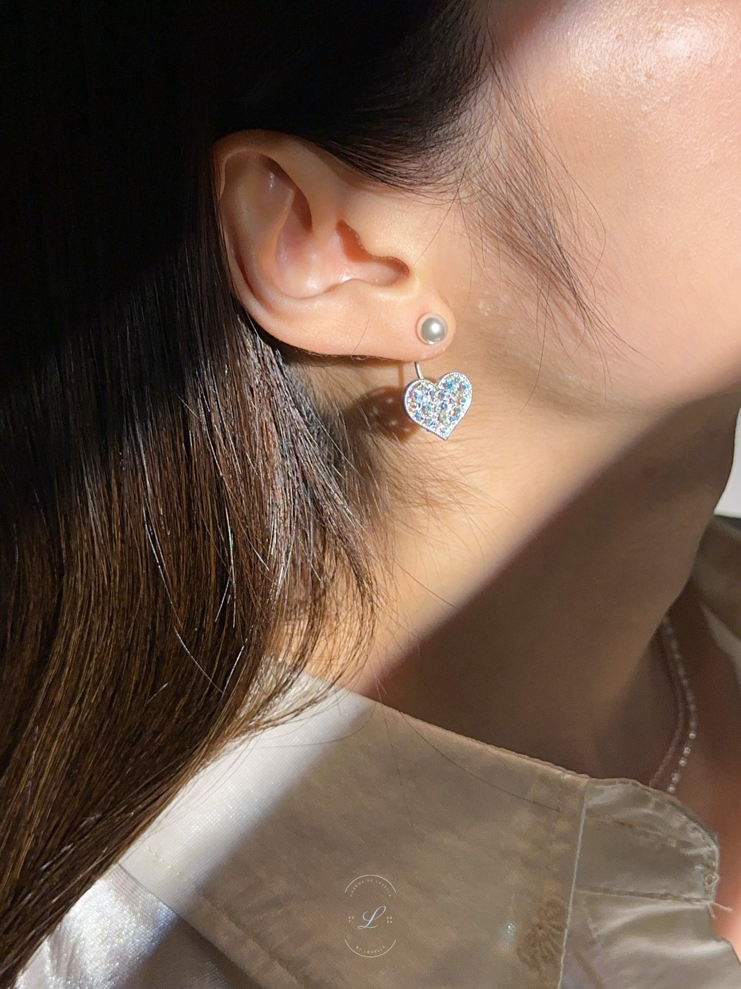 Pearl Stud Heart Earrings