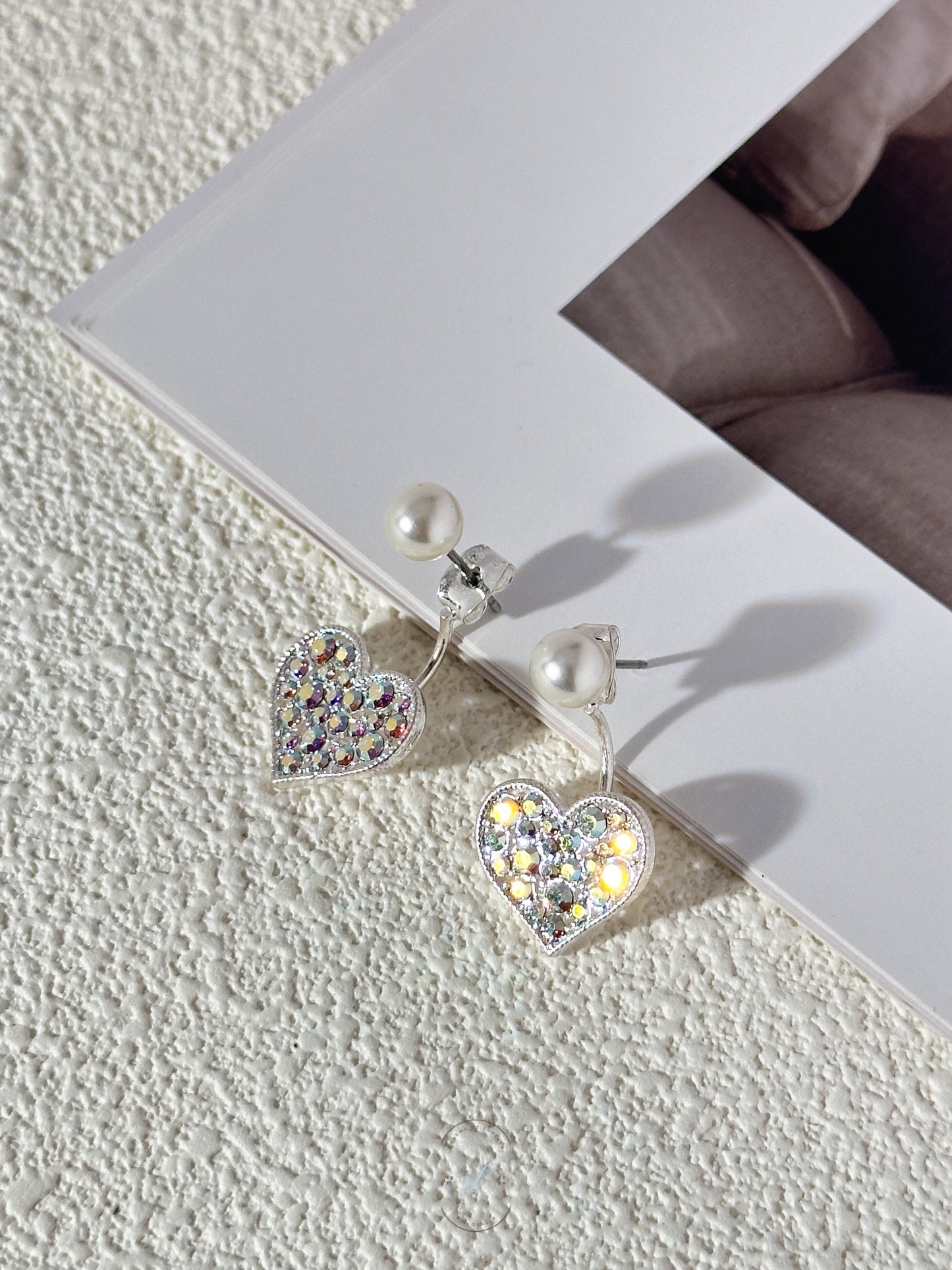 Pearl Stud Heart Earrings