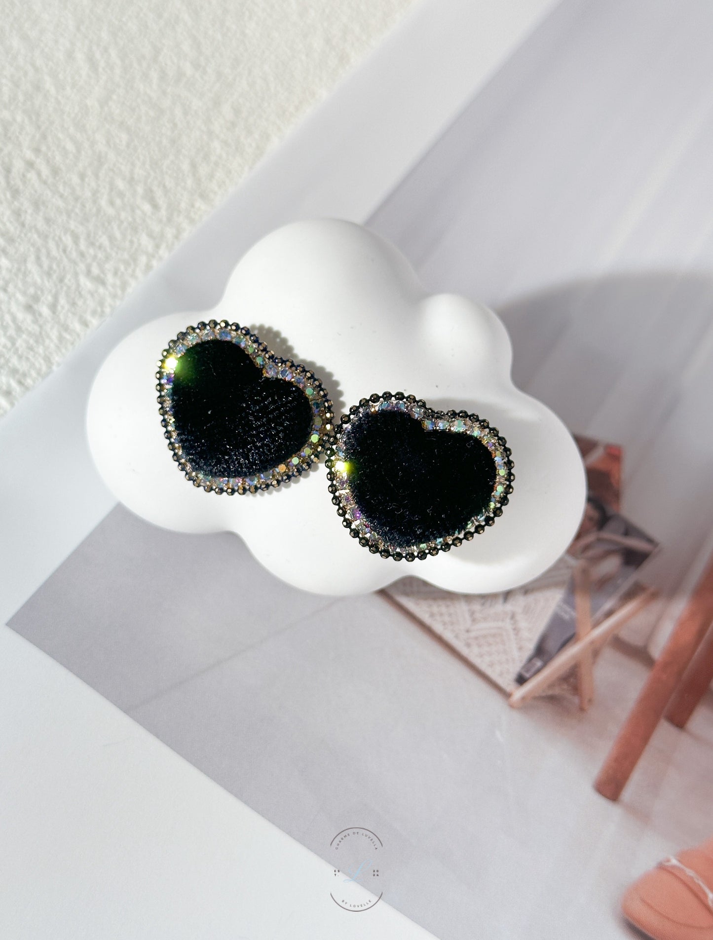 Black Velvet Hearty Earrings